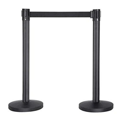 Image of Yaheetech Retractable Crowd Control Barriers Queue Barrier Rope Belt Stanchion Safety Security Pole Posts Stands Stainless Steel 2m Black