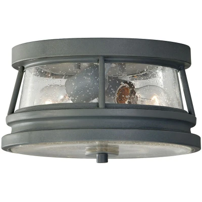 Image of Chelsea Harbor 2 Light Outdoor Flush Ceiling Storm Cloud IP44, E27