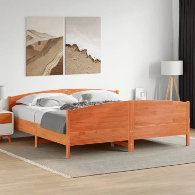 Image of vidaXL Bed Frame without Mattress Wax Brown 200x200 cm Solid Wood Pine