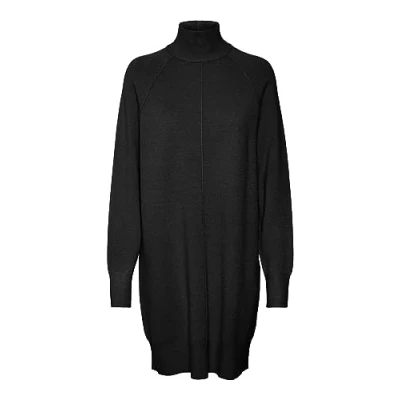 Image of VERO MODA Women&#039;s Vmgold Link LS Short High Neck Dress Boo, Black, XS