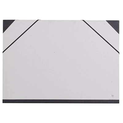 Image of Clairefontaine Ref 44610C Art Folder with Elastic Straps Closure Raw Grey Colour Customisable Vellum Card Surface, Suitable for 32.5 x 50cm Sized Documents