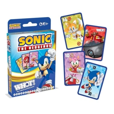 Image of Waddingtons Number 1 Sonic the Hedgehog WHOT! Travel Card game, play with Knuckles, Tails, Shadow, Doctor Eggman from popular Sega video great gift for ages 5 plus