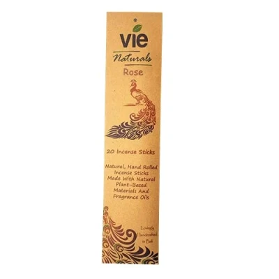Image of Vie Naturals Hand Rolled Incense, Pack of 20 Sticks, Rose