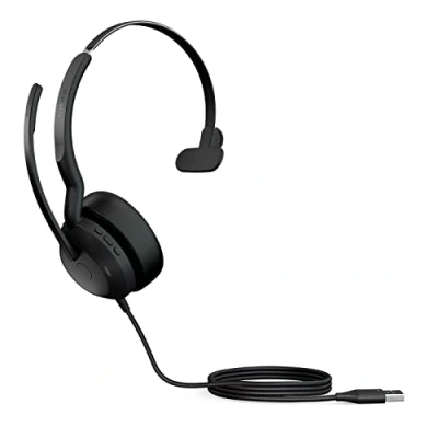 Image of Jabra Evolve2 50 Wired Stereo Headset Air Comfort Technology, Noise cancelling Mics, and Active Cancellation Works with all Leading UC Platforms such as Zoom Google Meet Black