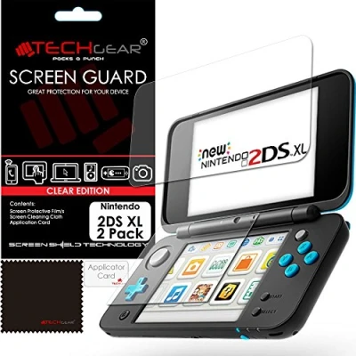Image of TECHGEAR [2 Pack] Screen Protectors for Nintendo 2DS XL Top &amp; Bottom Clear Lcd Protector Guard Covers Compatible with (Top Bottom)