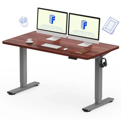 Image of FLEXISPOT Home Office, Metal Engineered Wood, Grey Frame+Mahogany Tray, 14080cm