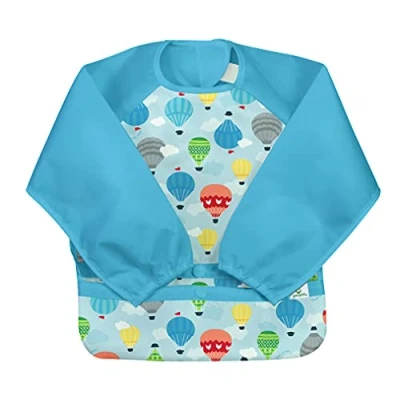 Image of green sprouts Easy wear Long Sleeve Bib Waterproof Protection Flipped Pocket, Soft Material, Clean Smock
