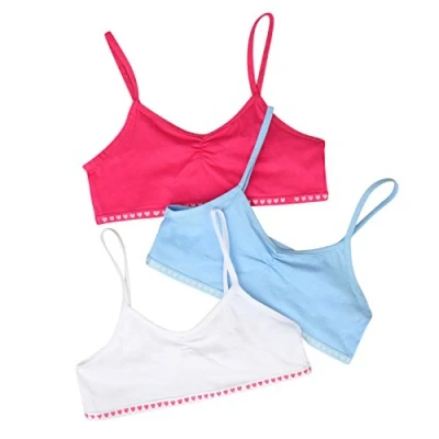 Image of Girls Crop Bra Tops 3 Pack Cotton Spot Print Mixed Colour Essentials