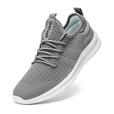 Image of FUJEAK Women Running Shoes Walking Trainers Tennis Gym Work Fitness Sport Casual Daily Safety Outdoor Cycling Jogging Hiking Flat Athletic Lace Up Fashion Sneakers Grey Size 8 UK