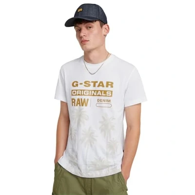 Image of G STAR RAW Mens Palm Originals T Shirt, White (White D24681 336 110), M EU