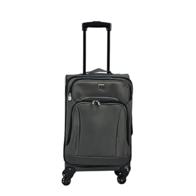 Image of Infinity Leather Grey Lightweight Suitcases 4 Wheel Luggage Travel Cases Soft Bags Cabin Set