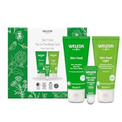 Image of Weleda Skin Food Top to Toe Gift Set, Care Set Original 30ml, Light 30ml &amp; Lip Balm, for Women Men, Multiple Uses, 100% Certified Natural, Organic