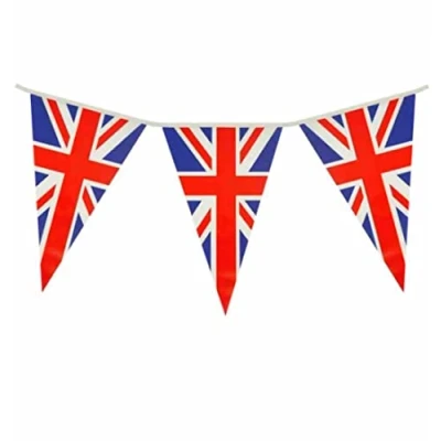 Image of Union Jack Triangular Bunting 25 Pendant Flags @ 7m long by Superstars