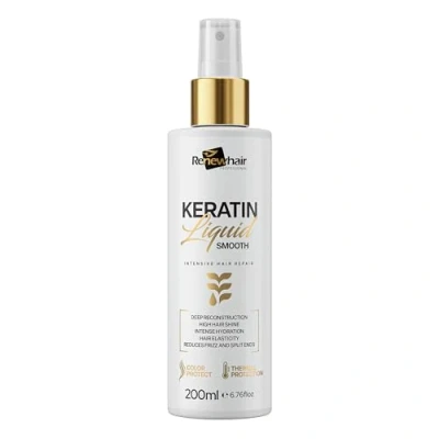 Image of Renew Hair Keratin Liquid Smooth, Anti Frizz Heat Protection for Curly, Wavy, Straight Hair, 200ml