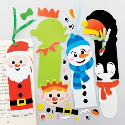 Image of Baker Ross FE995 Christmas Bookmark Craft Kits Pack of 6, Make Your Own Book Mark for Kids, Arts and Crafts Marks Children
