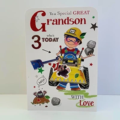 Image of Jonny Javelin Special Great Grandson Age 3 Who&#039;s Today Birthday Card Digger