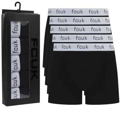 Image of French Connection FCUK Mens &#039;FCUK51&#039; Boxer Shorts 5 Pack Cotton Stretch Boxers, Classic Fit (Medium)