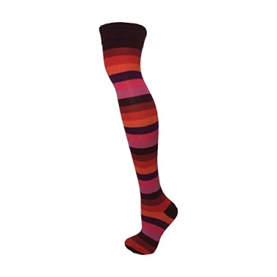 Image of macahel Thick Striped Over the Knee Socks Autumn Rainbow