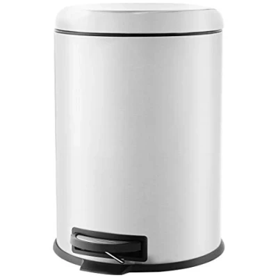Image of Amazon Basics Cylindrical Stainless Steel Dustbin, Round Pedal, 20L, Silver