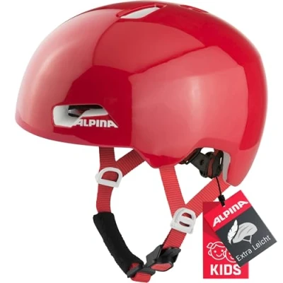 Image of ALPINA Unisex Children, HACKNEY cycling helmet, red gloss, 47 51 cm