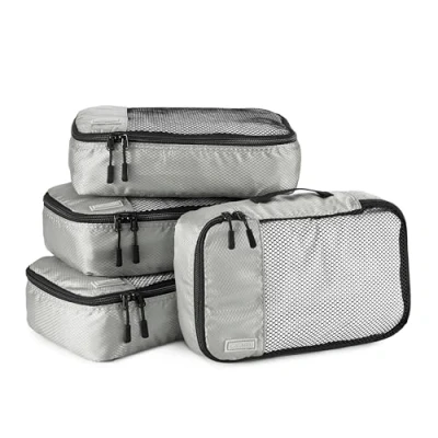 Image of Amazon Basics Packing Cubes for Suitcases, Travel Organisers, Zipper, 4 Piece Set Bags, Small, Gray