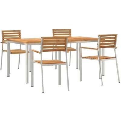 Image of vidaXL 5 Piece Garden Dining Set Solid Wood Teak