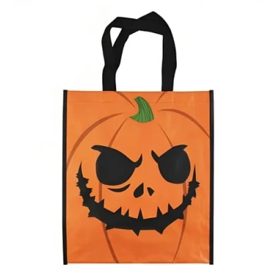 Image of VR Angel Halloween Pumpkin Woven Treat Bag Party Loot, Trick or Bags with Handles Favors Kids Accessories