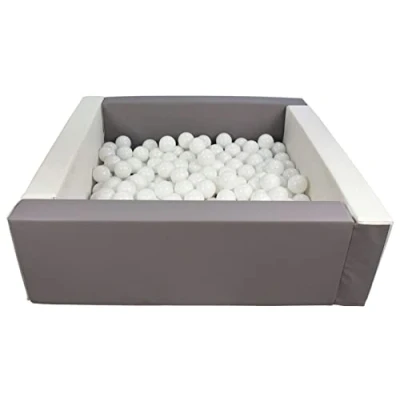 Image of Velinda Soft play ball pit, home indoor, outdoor, pit + 200 balls (Ball pit/balls colour: white, grey/white)