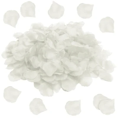 Image of 1200 Pieces White Rose Petals, Artificial Flowers No Taste Emulation Petals for Romantic Scenes Wedding Anniversary, birthday, Confession Decoration, Waterproof and Do Not Fade