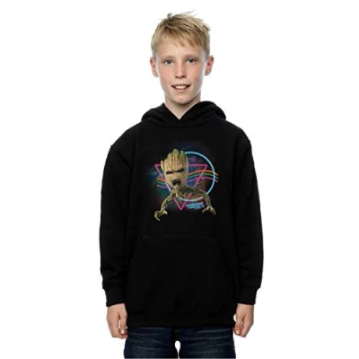 Image of Marvel Boys Guardians of The Galaxy Neon Groot Hoodie 12 13 Years Black