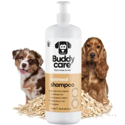 Image of Oatmeal Dog Shampoo by Buddycare for Dogs With Irritated Skin Relieving and Rehydrating Aloe Vera Pro Vitamin B5 (1L)