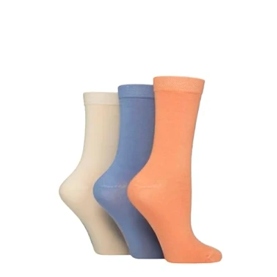 Image of Women&#039;s 3 Pair SOCKSHOP Patterned Plain and Striped Bamboo Socks Crisp Winter 4 8