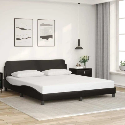 Image of vidaXL Bed Frame "Dover" Black 180x200 cm Super King Faux Leather