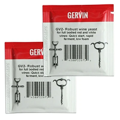 Image of 2X Gervin Wine Yeast GV2 No.2 Red Label 5g for Fruit, Berry &amp; 5 23L