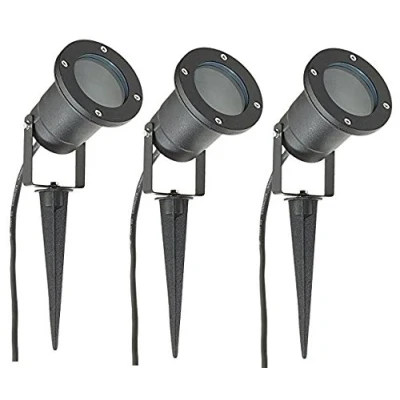 Image of Long Life Lamp Company 3 x GU10 Outdoor Garden Spike Light Ground Mount IP65 Matt Black ZLC01BS