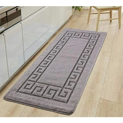 Image of THL Non Slip Rug Gel Backed Runner Carpet Plain Solid Colour Normal Pile Floor Mat Door (Dark Grey, 40 x 60 cm)