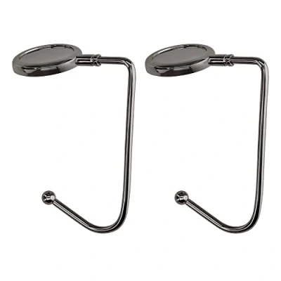 Image of kwmobile Purse Hooks for Table Set of 2 Metal Handbag Hook Holder Hand Bag Hanger Tables, Desks, Black
