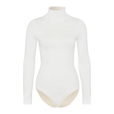 Image of FALKE Women&#039;s Rich Cotton W BO Soft Fabric Longsleeved 1 Piece Shapewear Bodysuit, White (Ivory 2179), S 36 38