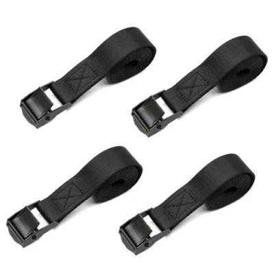 Image of SHUBEIEUMI Tie Down Straps, 4 Pack Straps with Buckles, 2cm x 50cm Adjustable Cargo Ratchet for Motorcycle, Cargo, Trucks, Trailer, Luggage Quick Release (Black)