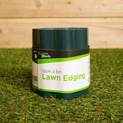 Image of 12cm x 6m Plastic Corrugated Lawn Garden Edging Border in Green