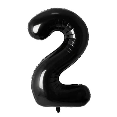Image of Zebra Balloons Black Number 2 Foil Balloon, 101cm/40inch