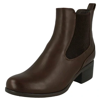 Image of Ladies Down to Earth Chelsea Boots Dark Brown Synthetic UK Size 4 EU 37 US 6