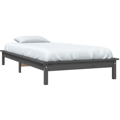Image of vidaXL Bed Frame without Mattress Grey Single Solid Wood