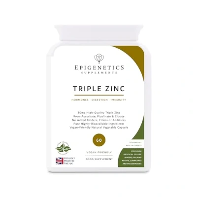 Image of Triple Zinc 30mg Ascorbate, Picolinate &amp; Citrate 60 Vegan Friendly Capsules UK Made 1 Capsule Daily (2 Month Supply)