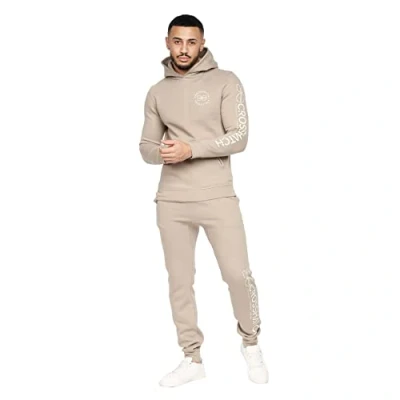 Image of Crosshatch Mens Full Tracksuits Jogging Bottoms Gym Sweat Suits Hooded Set Sport Jacket Pant(XL/METAMORPH STONE)