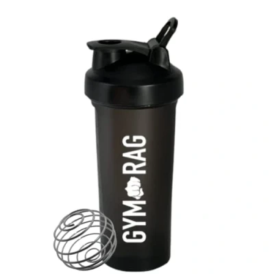 Image of GYM RAG Protein Shaker Bottle BPA Free, Leak Free 600 ml Shake with Wire Ball Mixer Durable for Shakes, Smoothies, Supplements, and More (Black)