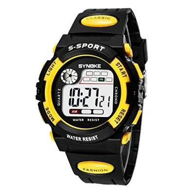 Image of Kids Sport Outdoor Digital Multifunction Watches Alarm Back Light Stopwatch Waterproof Boys (Yellow1)