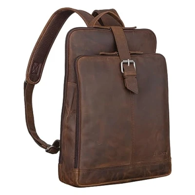 Image of STILORD &#039;Rena&#039; Leather Backpack Womens Vintage with Laptop Compartment Rucksack for Women Business Ladies Leather, Colour:zamora brown