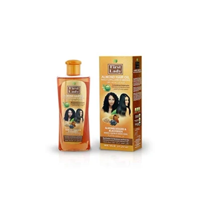 Image of First Lady Herbal (Ayurvedic) ALMOND Hair Oil 300ml For Revitalizing &amp; Repairing With Sesame Black Seeds Afro Asian European Types