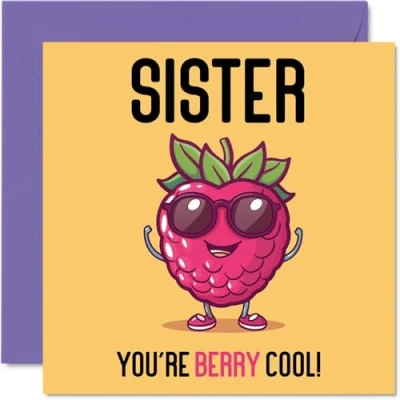 Image of Birthday Cards for Sister Berry Cool Funny Happy Card from Brother, Sibling Gifts, 145mm x Joke Greeting Women Her